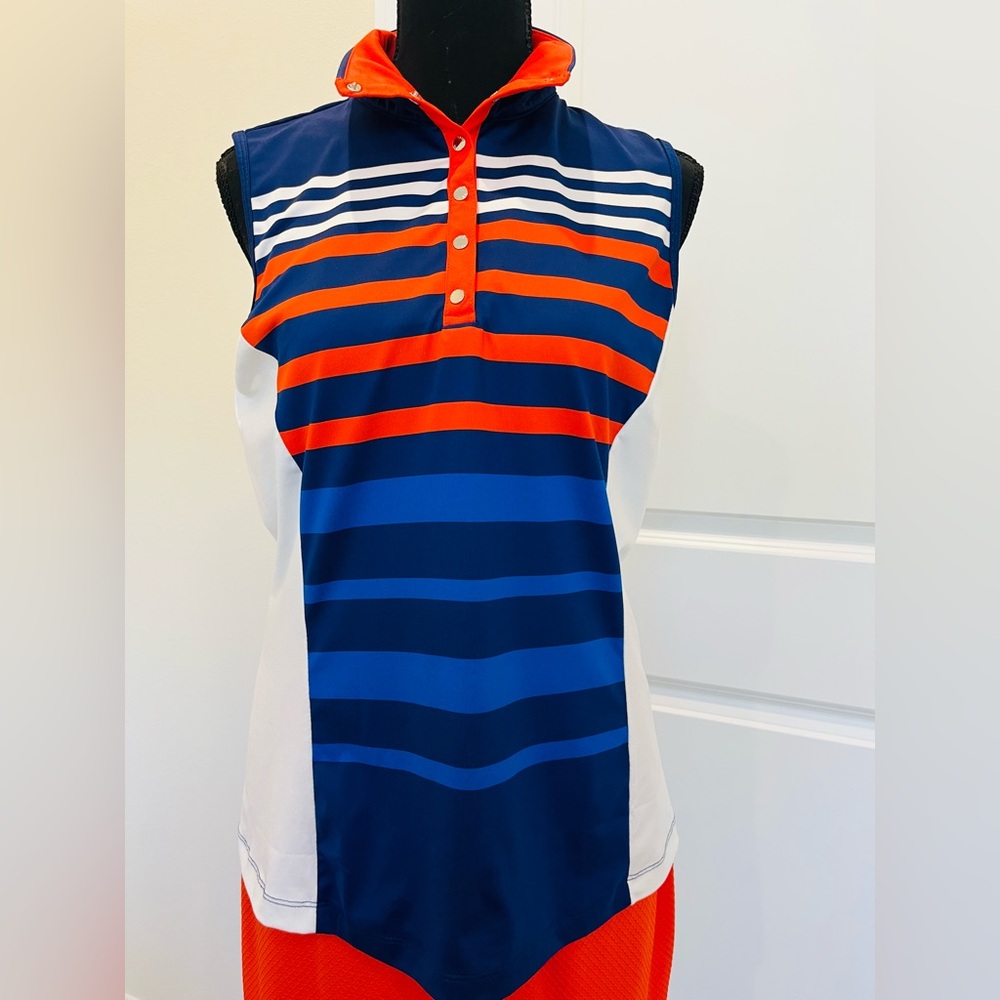 Tail Sleeveless Striped Golf Polo